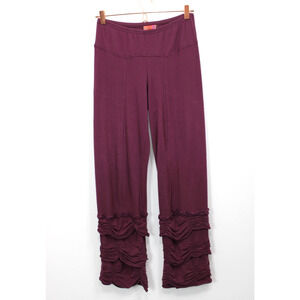 Avatar Full Length Pants Women's S Maroon Ruffle Ruched Boho Yoga Fairycore